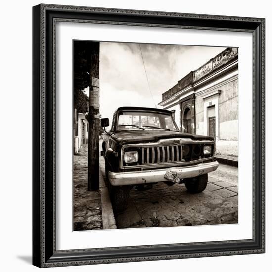 ¡Viva Mexico! Square Collection - Old Jeep in the street of San Cristobal III-Philippe Hugonnard-Framed Photographic Print