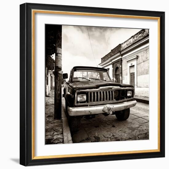 ¡Viva Mexico! Square Collection - Old Jeep in the street of San Cristobal III-Philippe Hugonnard-Framed Photographic Print