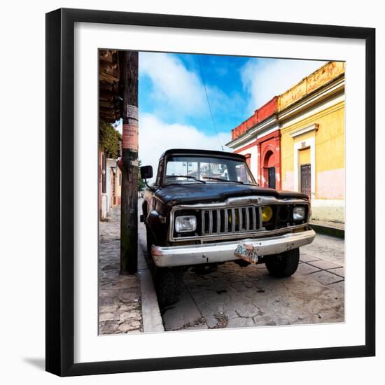 ¡Viva Mexico! Square Collection - Old Jeep in the street of San Cristobal-Philippe Hugonnard-Framed Photographic Print