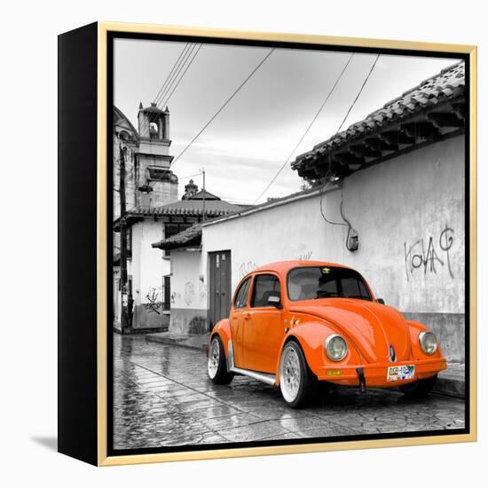 ¡Viva Mexico! Square Collection - Orange VW Beetle Car in San Cristobal de Las Casas-Philippe Hugonnard-Framed Premier Image Canvas