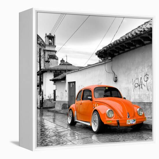 ¡Viva Mexico! Square Collection - Orange VW Beetle Car in San Cristobal de Las Casas-Philippe Hugonnard-Framed Premier Image Canvas