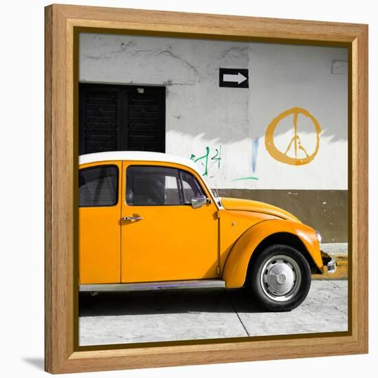 ?Viva Mexico! Square Collection - Orange VW Beetle Car & Peace Symbol-Philippe Hugonnard-Framed Premier Image Canvas