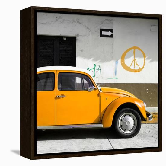 ?Viva Mexico! Square Collection - Orange VW Beetle Car & Peace Symbol-Philippe Hugonnard-Framed Premier Image Canvas