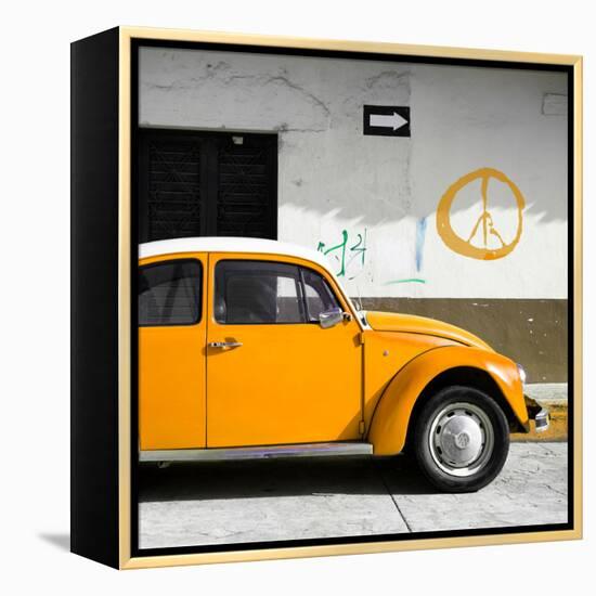 ?Viva Mexico! Square Collection - Orange VW Beetle Car & Peace Symbol-Philippe Hugonnard-Framed Premier Image Canvas