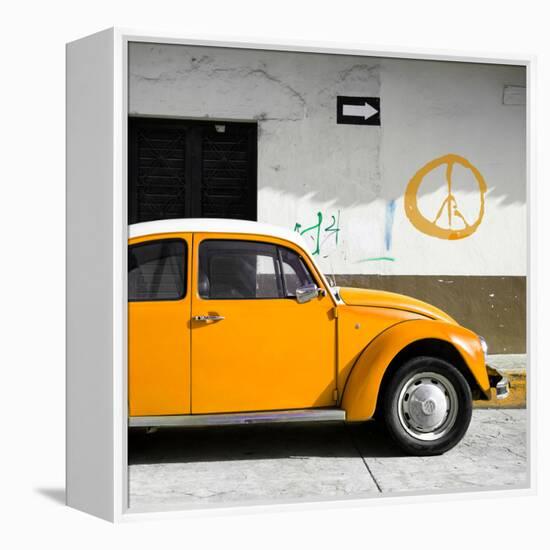 ?Viva Mexico! Square Collection - Orange VW Beetle Car & Peace Symbol-Philippe Hugonnard-Framed Premier Image Canvas