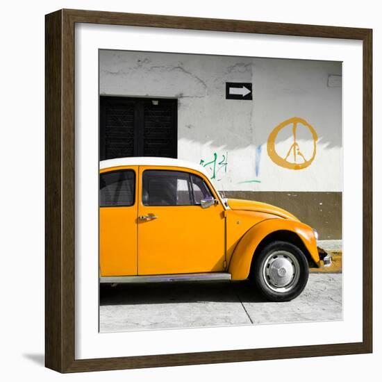 ?Viva Mexico! Square Collection - Orange VW Beetle Car & Peace Symbol-Philippe Hugonnard-Framed Photographic Print