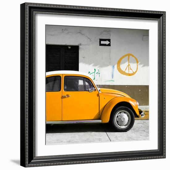 ?Viva Mexico! Square Collection - Orange VW Beetle Car & Peace Symbol-Philippe Hugonnard-Framed Photographic Print