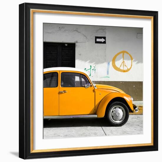 ?Viva Mexico! Square Collection - Orange VW Beetle Car & Peace Symbol-Philippe Hugonnard-Framed Photographic Print