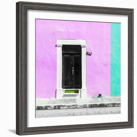 ¡Viva Mexico! Square Collection - Pink and Coral Green Facade - Campeche-Philippe Hugonnard-Framed Photographic Print