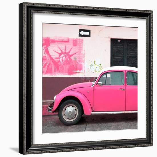 ¡Viva Mexico! Square Collection - Pink VW Beetle Car and American Graffiti-Philippe Hugonnard-Framed Photographic Print