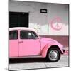 ¡Viva Mexico! Square Collection - Pink VW Beetle Car & Peace Symbol-Philippe Hugonnard-Mounted Photographic Print