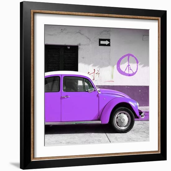 ¡Viva Mexico! Square Collection - Purple VW Beetle Car & Peace Symbol-Philippe Hugonnard-Framed Photographic Print