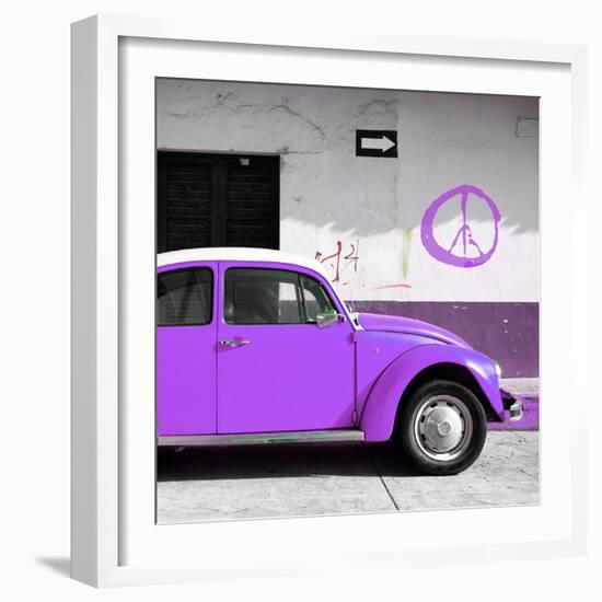 ¡Viva Mexico! Square Collection - Purple VW Beetle Car & Peace Symbol-Philippe Hugonnard-Framed Photographic Print