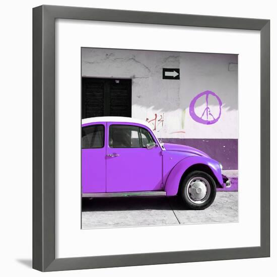 ¡Viva Mexico! Square Collection - Purple VW Beetle Car & Peace Symbol-Philippe Hugonnard-Framed Photographic Print