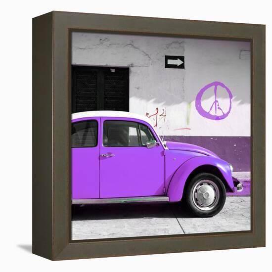 ¡Viva Mexico! Square Collection - Purple VW Beetle Car & Peace Symbol-Philippe Hugonnard-Framed Premier Image Canvas
