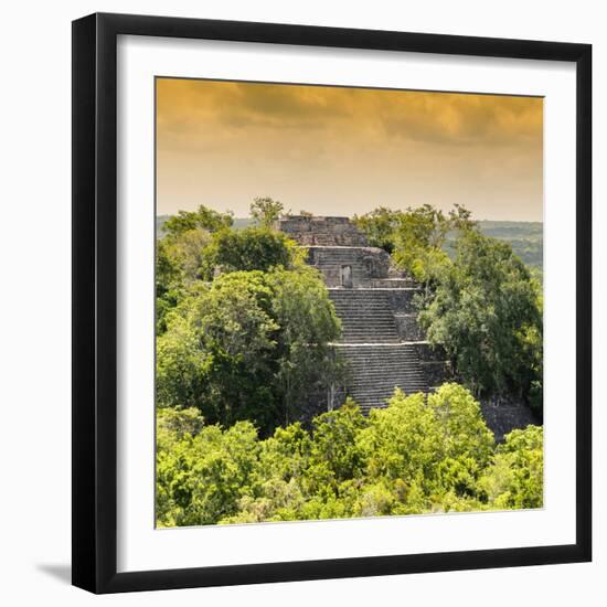 ¡Viva Mexico! Square Collection - Pyramid in Mayan City at Sunset of Calakmul-Philippe Hugonnard-Framed Photographic Print