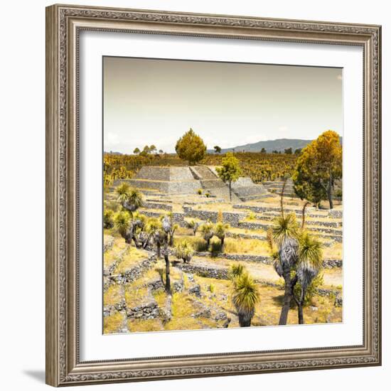 ¡Viva Mexico! Square Collection - Pyramid of Cantona Archaeological Ruins I-Philippe Hugonnard-Framed Photographic Print