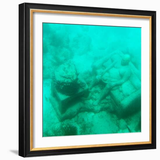 ¡Viva Mexico! Square Collection - Sculptures at bottom of sea in Cancun III-Philippe Hugonnard-Framed Photographic Print