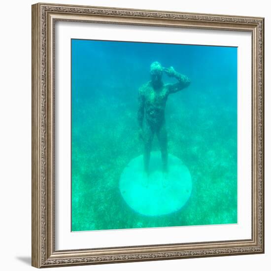 ¡Viva Mexico! Square Collection - Sculptures at bottom of sea in Cancun-Philippe Hugonnard-Framed Photographic Print