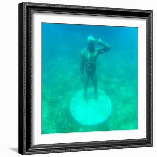 ¡Viva Mexico! Square Collection - Sculptures at bottom of sea in Cancun-Philippe Hugonnard-Framed Photographic Print