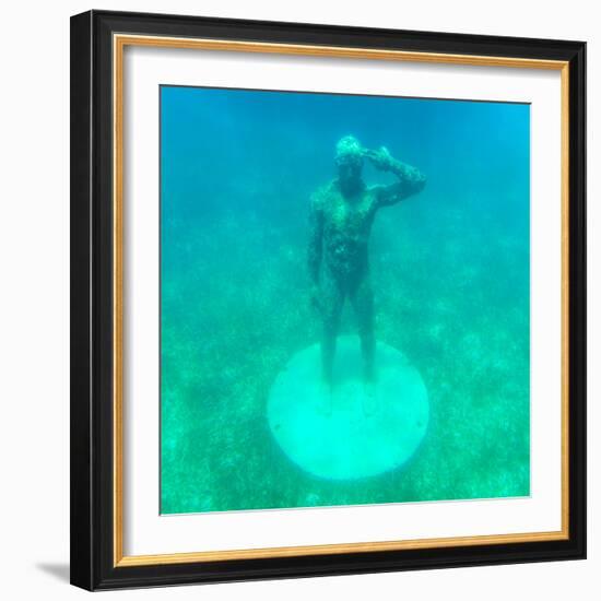 ¡Viva Mexico! Square Collection - Sculptures at bottom of sea in Cancun-Philippe Hugonnard-Framed Photographic Print