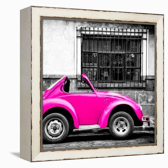 ¡Viva Mexico! Square Collection - Small Deep Pink VW Beetle Car-Philippe Hugonnard-Framed Premier Image Canvas