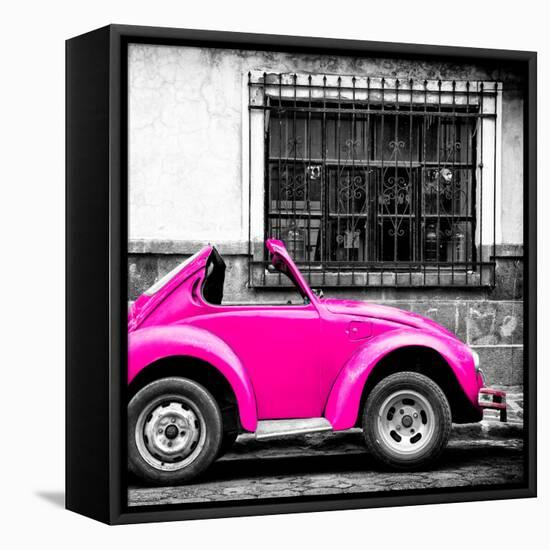 ¡Viva Mexico! Square Collection - Small Deep Pink VW Beetle Car-Philippe Hugonnard-Framed Premier Image Canvas