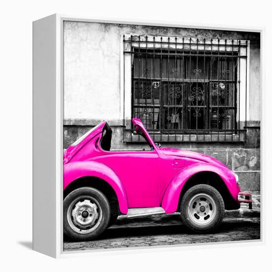 ¡Viva Mexico! Square Collection - Small Deep Pink VW Beetle Car-Philippe Hugonnard-Framed Premier Image Canvas