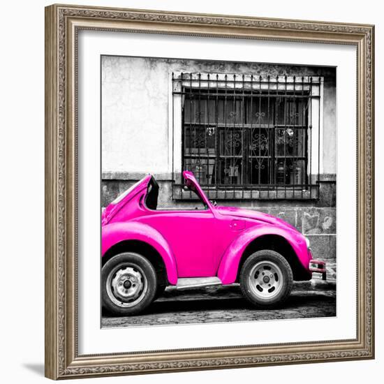 ¡Viva Mexico! Square Collection - Small Deep Pink VW Beetle Car-Philippe Hugonnard-Framed Photographic Print