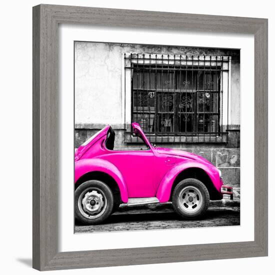 ¡Viva Mexico! Square Collection - Small Deep Pink VW Beetle Car-Philippe Hugonnard-Framed Photographic Print