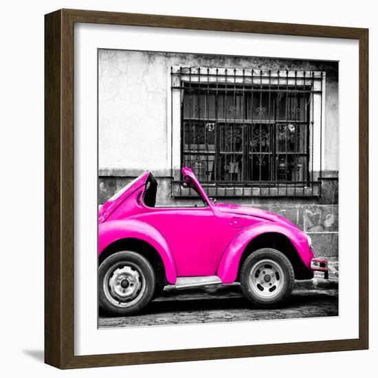 ¡Viva Mexico! Square Collection - Small Deep Pink VW Beetle Car-Philippe Hugonnard-Framed Photographic Print