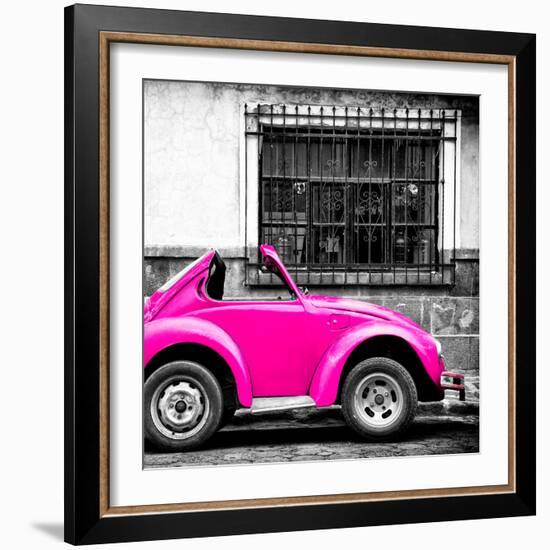 ¡Viva Mexico! Square Collection - Small Deep Pink VW Beetle Car-Philippe Hugonnard-Framed Photographic Print