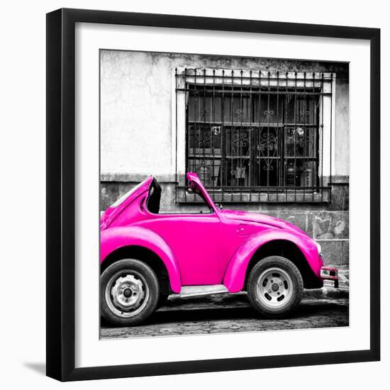 ¡Viva Mexico! Square Collection - Small Deep Pink VW Beetle Car-Philippe Hugonnard-Framed Photographic Print