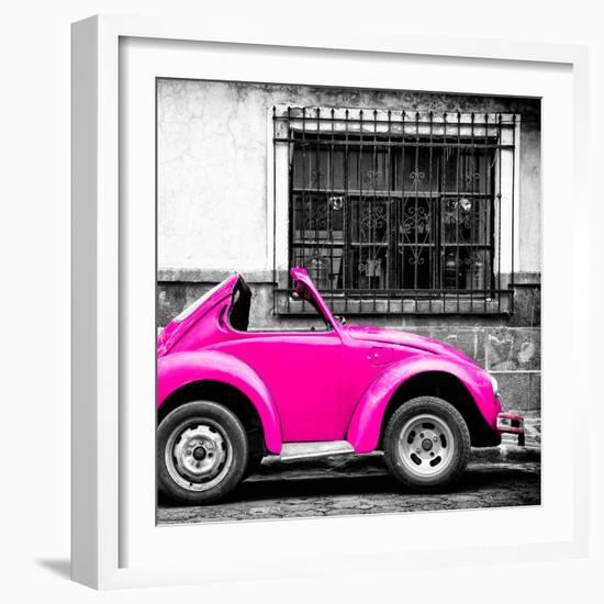 ¡Viva Mexico! Square Collection - Small Deep Pink VW Beetle Car-Philippe Hugonnard-Framed Photographic Print