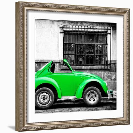 ¡Viva Mexico! Square Collection - Small Green VW Beetle Car-Philippe Hugonnard-Framed Photographic Print