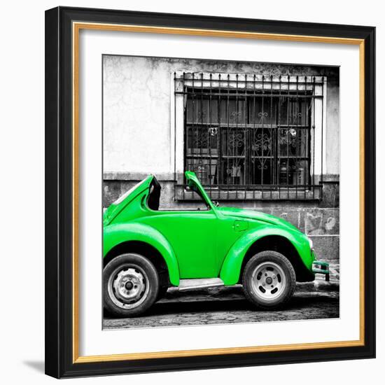 ¡Viva Mexico! Square Collection - Small Green VW Beetle Car-Philippe Hugonnard-Framed Photographic Print