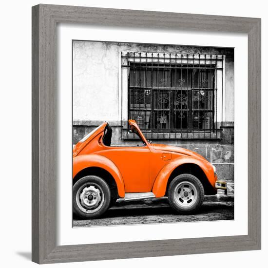 ¡Viva Mexico! Square Collection - Small Orange VW Beetle Car-Philippe Hugonnard-Framed Photographic Print