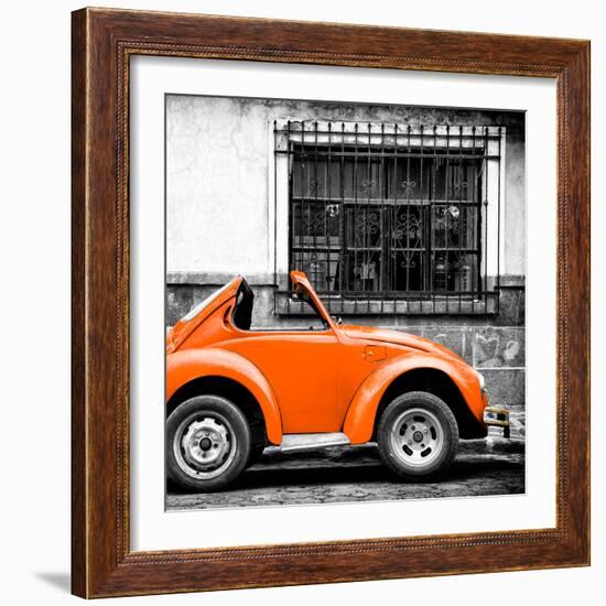 ¡Viva Mexico! Square Collection - Small Orange VW Beetle Car-Philippe Hugonnard-Framed Photographic Print