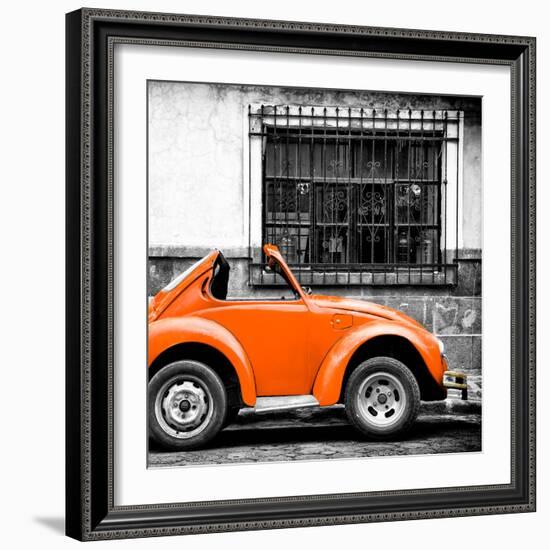 ¡Viva Mexico! Square Collection - Small Orange VW Beetle Car-Philippe Hugonnard-Framed Photographic Print