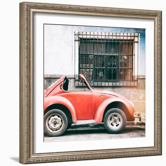 ¡Viva Mexico! Square Collection - Small Red VW Beetle Car III-Philippe Hugonnard-Framed Photographic Print