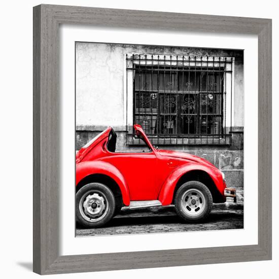 ¡Viva Mexico! Square Collection - Small Red VW Beetle Car-Philippe Hugonnard-Framed Photographic Print