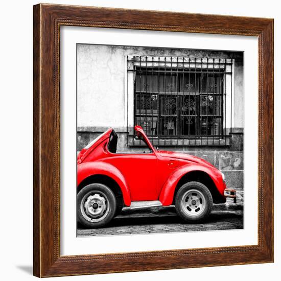 ¡Viva Mexico! Square Collection - Small Red VW Beetle Car-Philippe Hugonnard-Framed Photographic Print