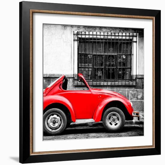 ¡Viva Mexico! Square Collection - Small Red VW Beetle Car-Philippe Hugonnard-Framed Photographic Print