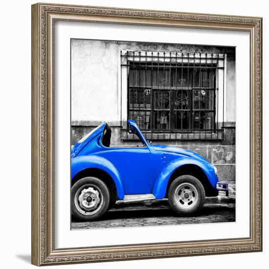 ¡Viva Mexico! Square Collection - Small Royal Blue VW Beetle Car-Philippe Hugonnard-Framed Photographic Print