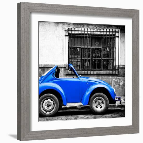 ¡Viva Mexico! Square Collection - Small Royal Blue VW Beetle Car-Philippe Hugonnard-Framed Photographic Print