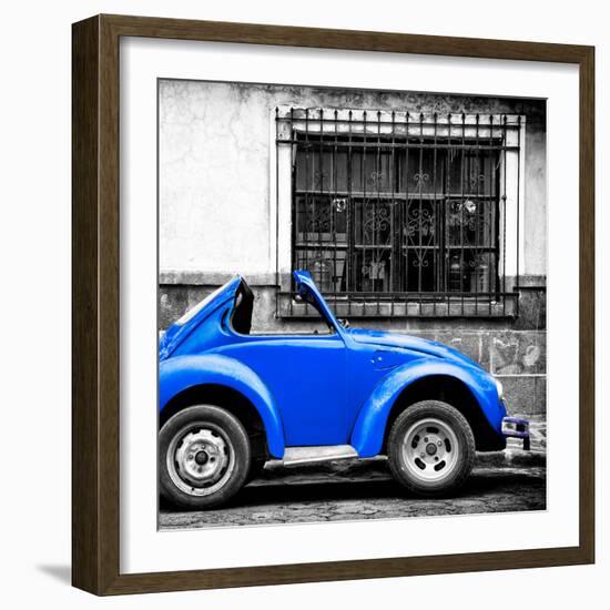 ¡Viva Mexico! Square Collection - Small Royal Blue VW Beetle Car-Philippe Hugonnard-Framed Photographic Print