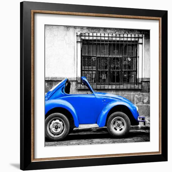 ¡Viva Mexico! Square Collection - Small Royal Blue VW Beetle Car-Philippe Hugonnard-Framed Photographic Print