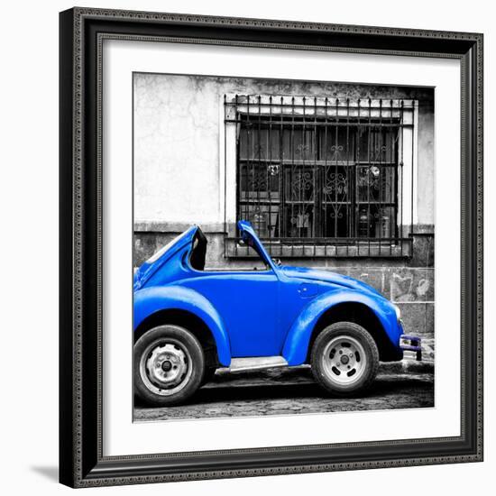 ¡Viva Mexico! Square Collection - Small Royal Blue VW Beetle Car-Philippe Hugonnard-Framed Photographic Print