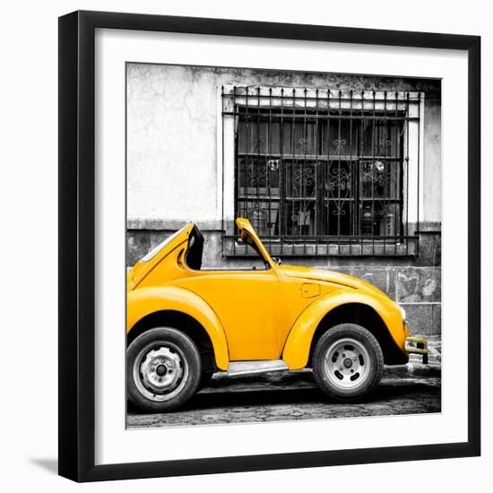 ¡Viva Mexico! Square Collection - Small Yellow VW Beetle Car-Philippe Hugonnard-Framed Photographic Print