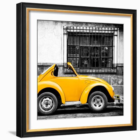 ¡Viva Mexico! Square Collection - Small Yellow VW Beetle Car-Philippe Hugonnard-Framed Photographic Print